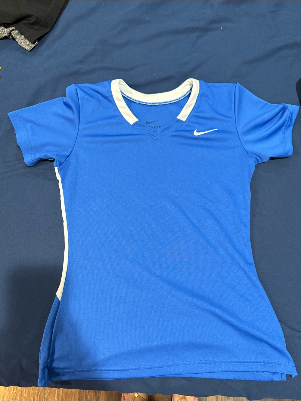 Nike Blue Short-Sleeve Athletic Tee with White Trim